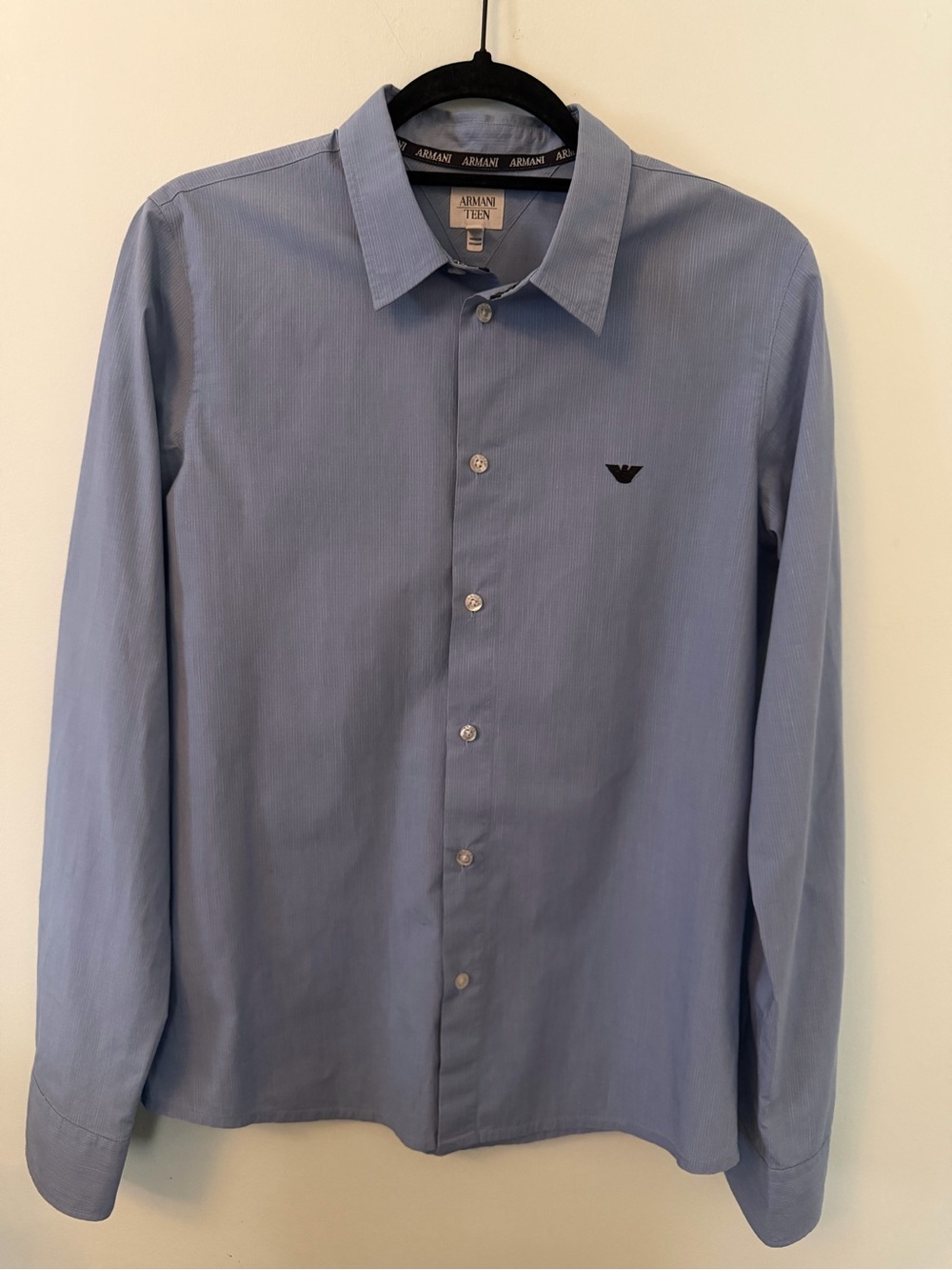 Emporio Armani Teen Light Blue Button Down Shirt Size 16A Fits Men XS/ S
